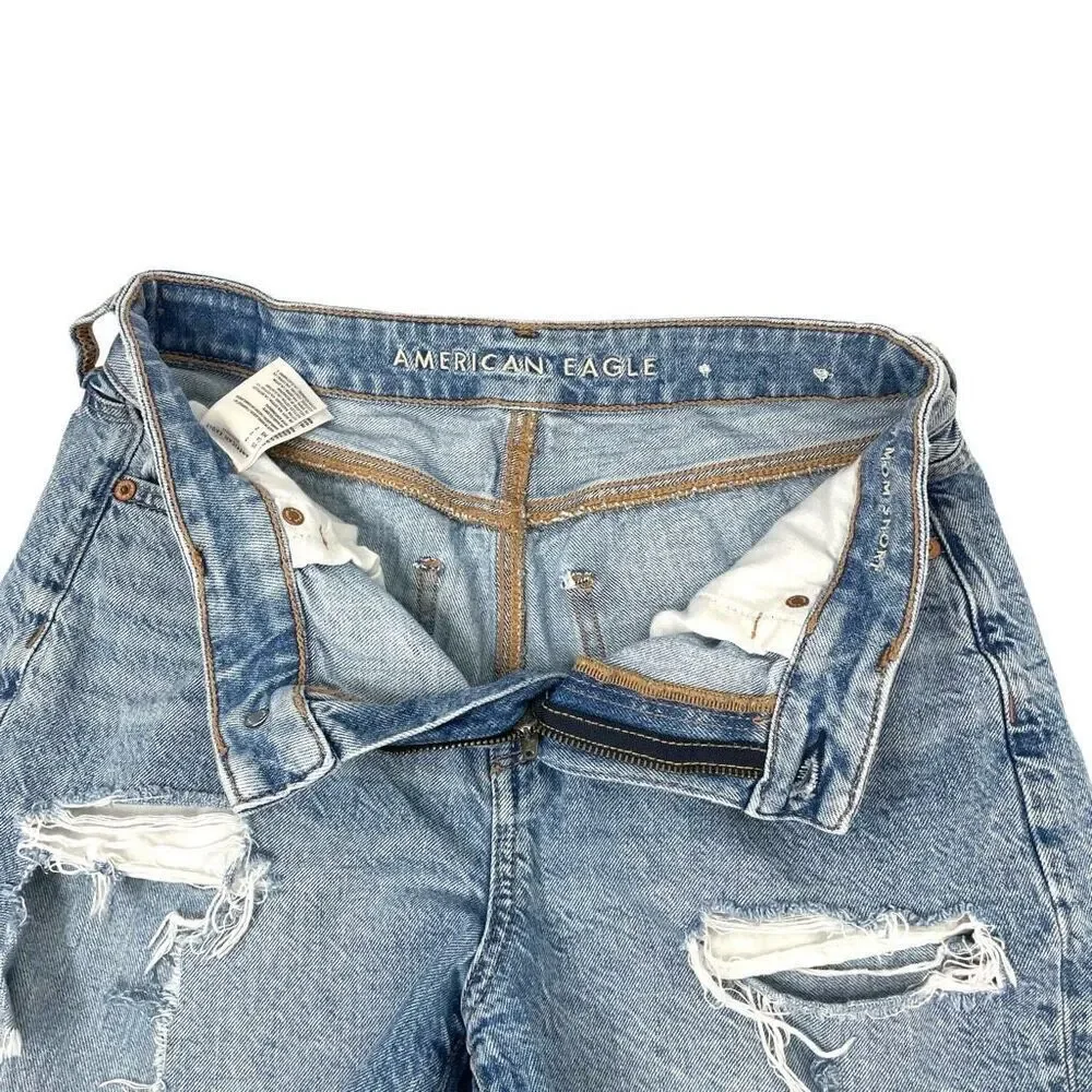 American‎ Eagle high rise cut off ripped baggy mom shorts Size 2